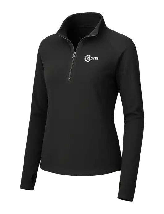 Womens Black Microfleece 1/2 Zip Pullover w/Cloyes Logo