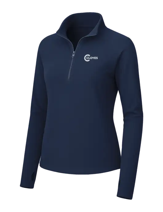 Womens Navy Microfleece 1/2 Zip Pullover w/Cloyes Logo