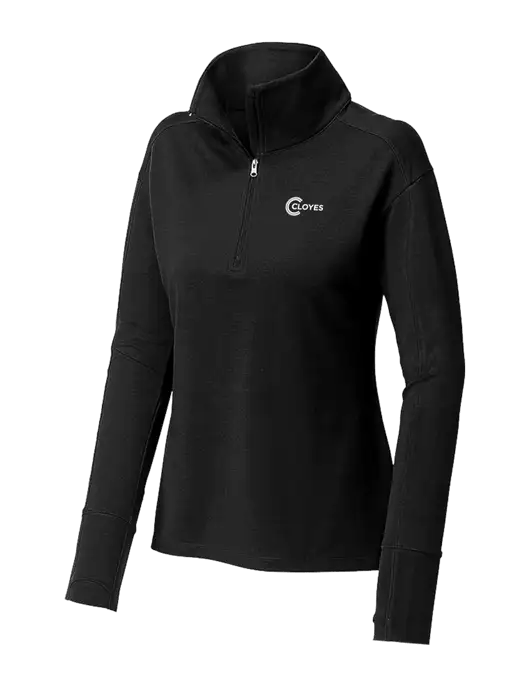 Womens Sport-Wick Flex Fleece Black 1/4-Zip w/Cloyes Logo