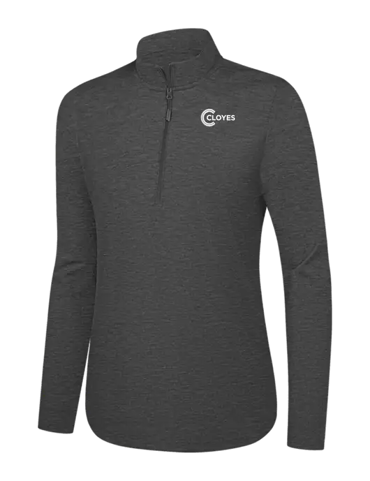  Womens Dark Grey Heather C-FREE Double Knit 1/4-Zip w/Cloyes Logo