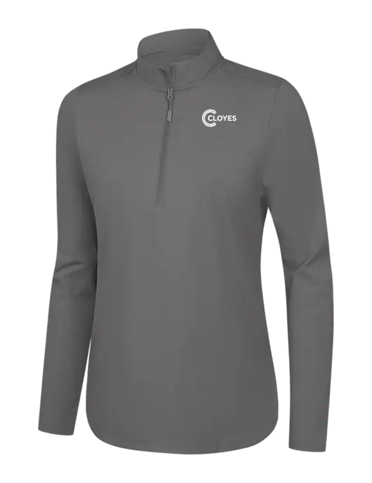  Womens Dark Medium Grey C-FREE Double Knit 1/4-Zip w/Cloyes Logo