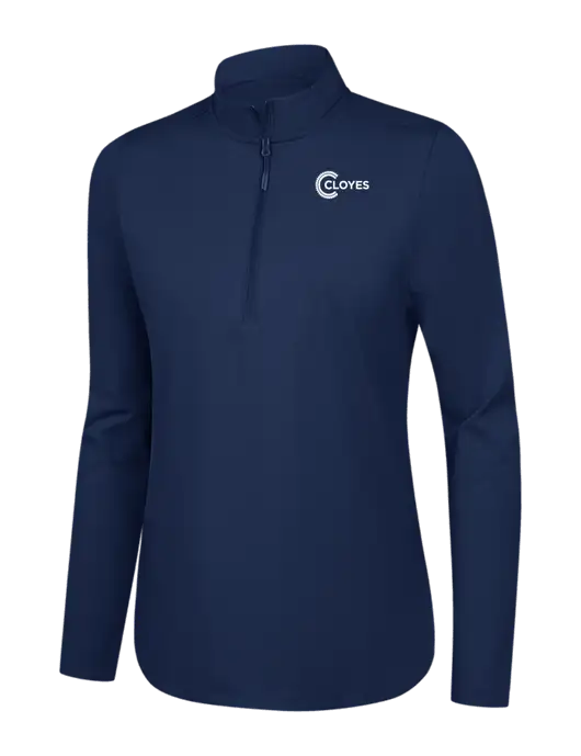  Womens Dark Navy C-FREE Double Knit 1/4-Zip w/Cloyes Logo