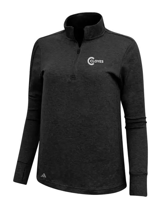 Adidas Black Melange Womens 3 Stripes Quarter Zip Sweater w/Cloyes Logo