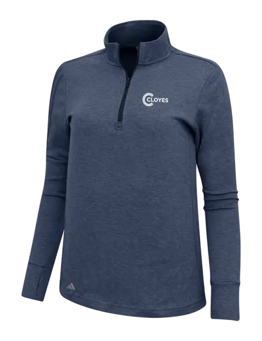 Adidas Navy Melange Womens 3 Stripes Quarter Zip Sweater w/Cloyes Logo