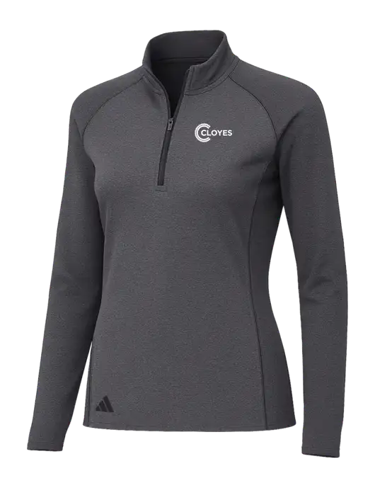 Adidas Womens Black Melange Space Dyed Quarter-Zip Pullover  w/Cloyes Logo