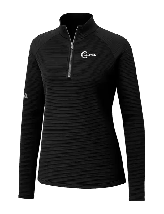 Adidas Womens Black Spacer Quarter-Zip Pullover  w/Cloyes Logo