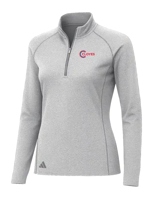 Adidas Womens Light Grey Heather Space Dyed Quarter-Zip Pullover  w/Cloyes Logo
