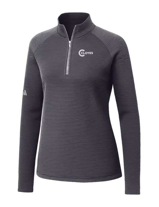 Adidas Womens Medium Grey Spacer Quarter-Zip Pullover  w/Cloyes Logo