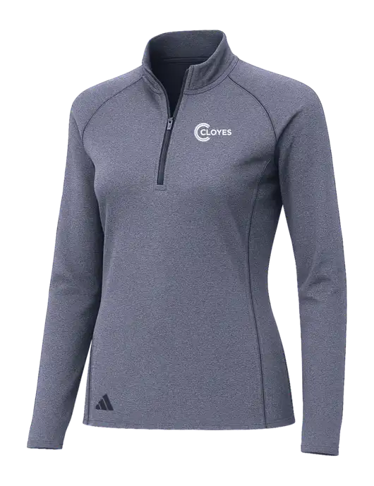 Adidas Womens Navy Melange Space Dyed Quarter-Zip Pullover  w/Cloyes Logo