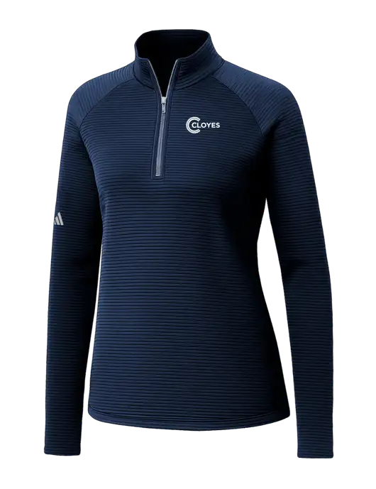 Adidas Womens Navy Spacer Quarter-Zip Pullover  w/Cloyes Logo