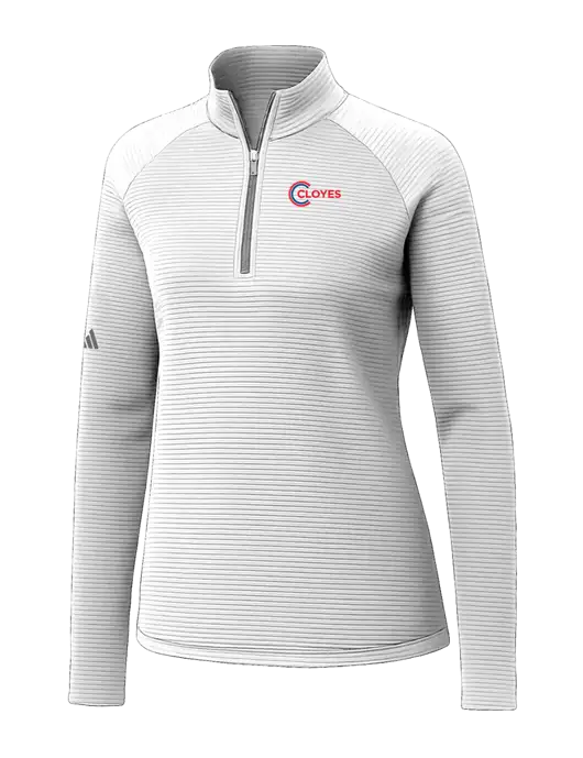 Adidas Womens White Spacer Quarter-Zip Pullover  w/Cloyes Logo