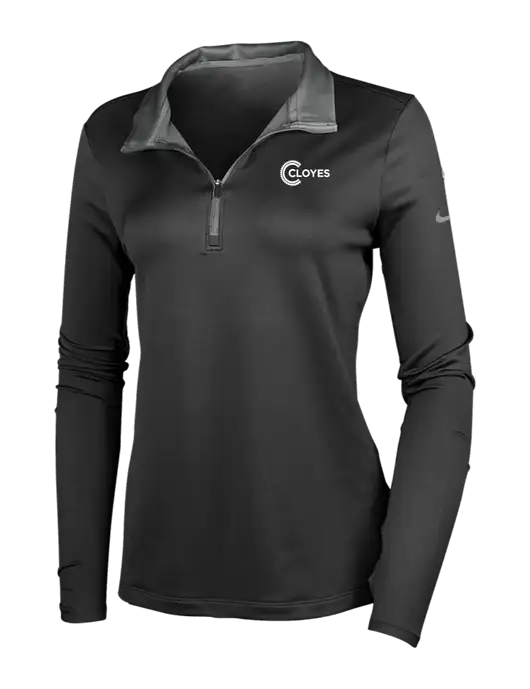 NIKE Black/Dark Grey Womens Dry-Fit Stretch 1/2 Zip Cover-Up w/Cloyes Logo