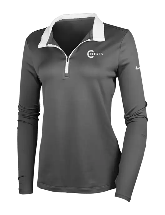 NIKE Dark Grey/White Womens Dry-Fit Stretch 1/2 Zip Cover-Up w/Cloyes Logo