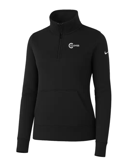 Nike Womens Black Club Fleece Sleeve Swoosh 1/2-Zip w/Cloyes Logo