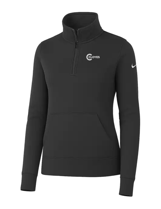Nike Womens Dark Grey Club Fleece Sleeve Swoosh 1/2-Zip w/Cloyes Logo