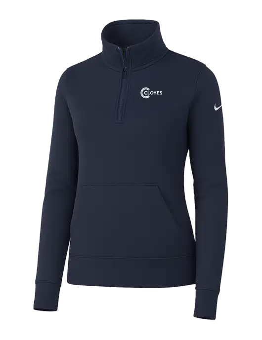 Nike Womens Dark Navy Club Fleece Sleeve Swoosh 1/2-Zip w/Cloyes Logo