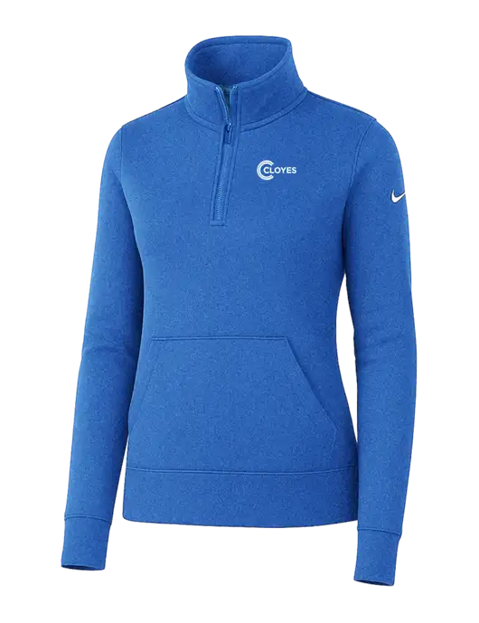 Nike Womens Light Royal Heather Club Fleece Sleeve Swoosh 1/2-Zip w/Cloyes Logo