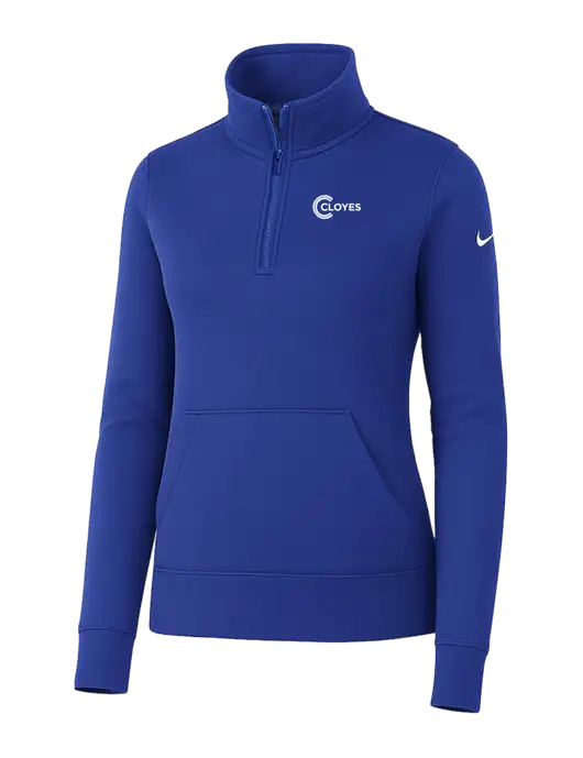 Nike Womens Royal Club Fleece Sleeve Swoosh 1/2-Zip w/Cloyes Logo