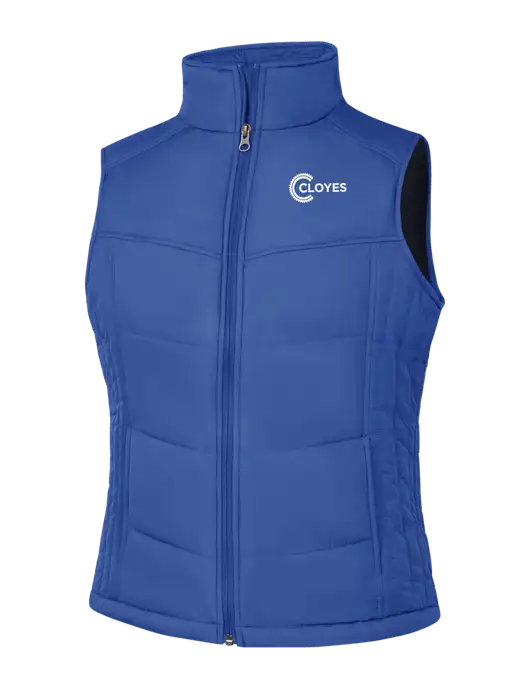 Womens Dark Royal Blue/Black Puffy Vest w/Cloyes Logo