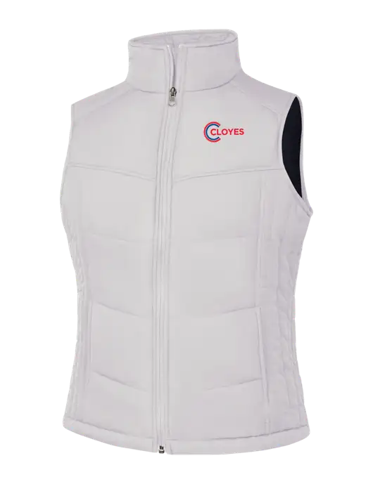 Womens White/Dark Slate Puffy Vest w/Cloyes Logo